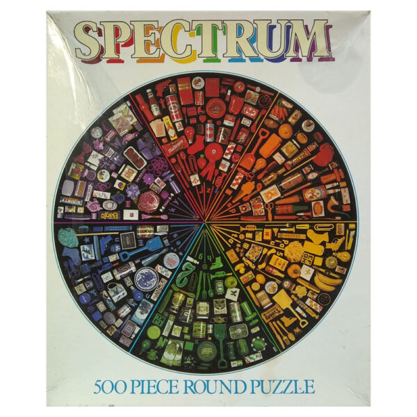 Arrow Puzzles The Spectrum Puzzle Round 500 pieces Jigsaw Box Colourful Food and Household Goods Circular Montage