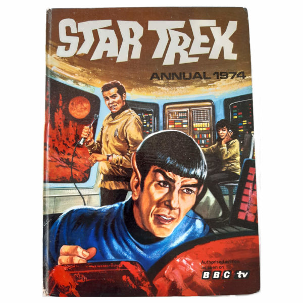 BBC Star Trek Annual 1974 Book showing Spock, Captain James Tiberius Kirk and Starship Enterprise