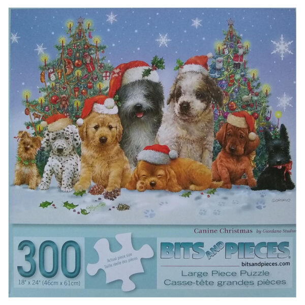 Bits and Pieces Canine Christmas Cute Dogs in Festive Hats 43036 300 XL pieces jigsaw box