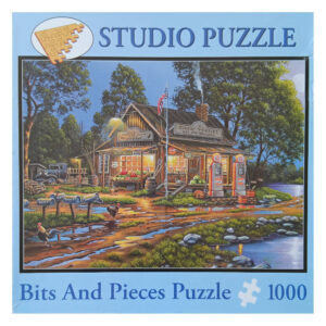 Bits and Pieces Studio Puzzle Remember When Gas Station Scene by Geno Peoples 1000 pieces jigsaw box