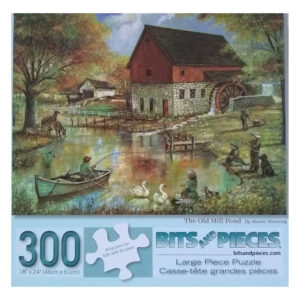 Bits and Pieces The Old Mill Pond Fishing Scene by Ruane Manning 300 pieces jigsaw box