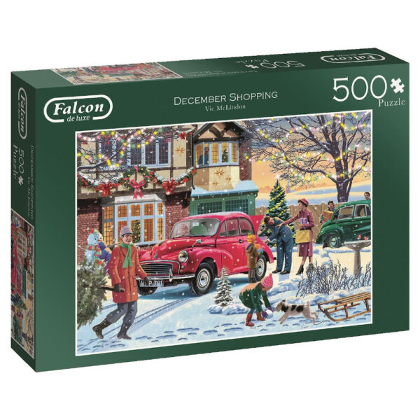 Falcon December Shopping 11184 Jigsaw Box Christmas Snow Scene by Vic McLindon