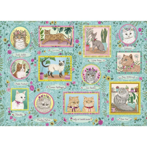 G6603 Gibsons Famous Felines Jigsaw Cat Montage by Pimlada Phuapradit White Logo Collection