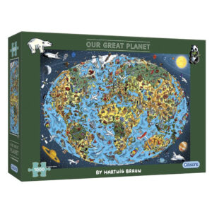 G7110 Gibsons Our Great Planet Jigsaw Box Cartoon Map by Hartwig Braun