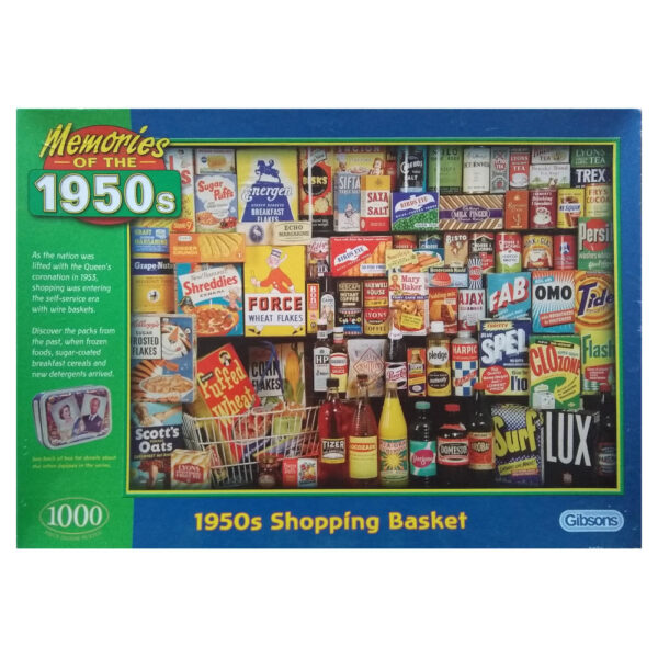 Gibsons 1950s Shopping Basket Memories of the 1950s Robert Opie G715 1000 pieces jigsaw box