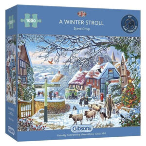Gibsons A Winter Stroll Snowy Christmas Village Scene by Steve Crisp G6250 1000 pieces jigsaw box