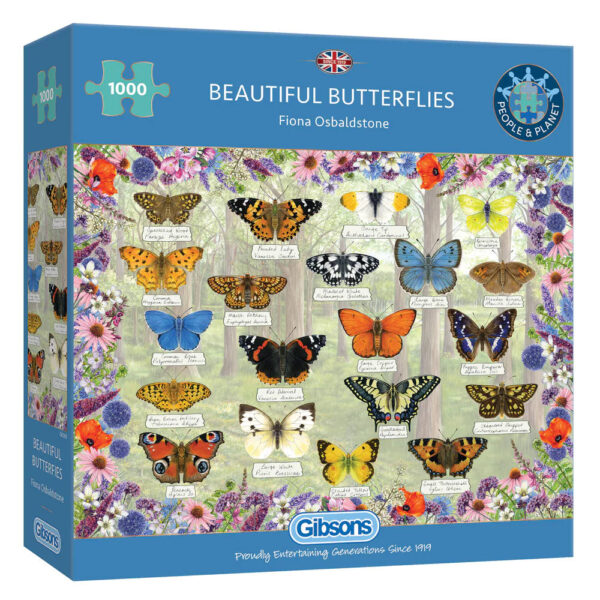 Gibsons Beautiful Butterflies G6366 Fiona Osbaldstone 1000 pieces jigsaw box