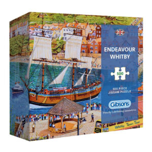 Gibsons Endeavour Whitby G3436 500 pieces Gift Box Jigsaw Ship Harbour Scene by Roger Neil Turner