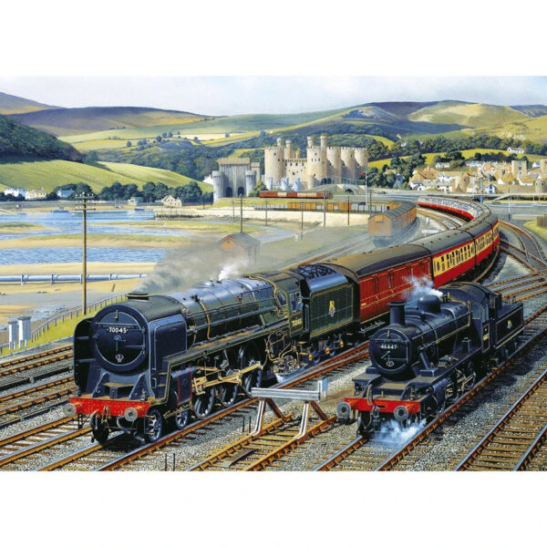 Gibsons Gateway to Snowdonia G916 Jigsaw Image Steam Railway Trains Conwy Castle and Estuary by Barry Freeman