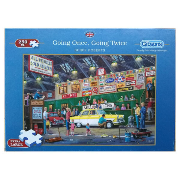 Gibsons Going Once Going Twice Car Auction Scene by Derek Roberts G2713 250XL pieces jigsaw box