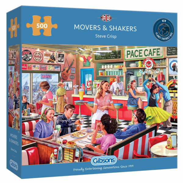 Gibsons Movers Shakers Nostalgic Cafe Scene by Steve Crisp G3117 500 pieces jigsaw box