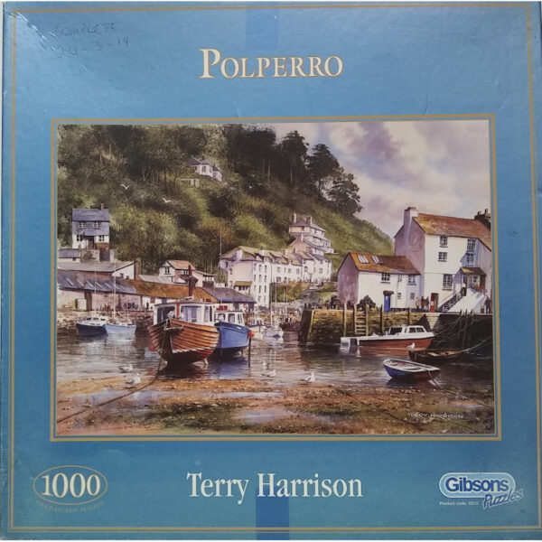 Gibsons Polperro G515 1000 pieces Cornish Harbour Scene by Terry Harrison Jigsaw Box