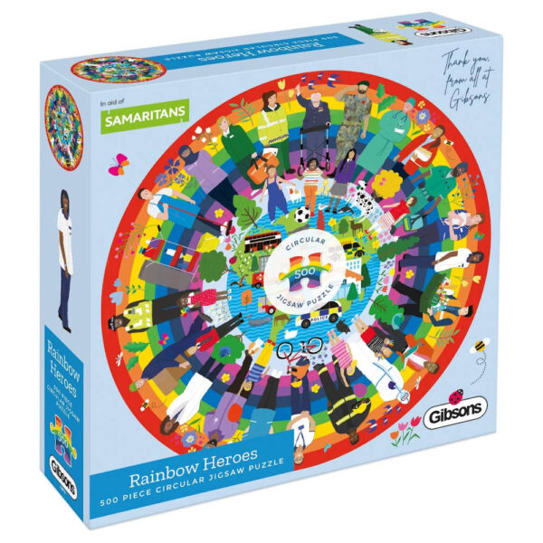 Gibsons Rainbow Heroes Charlotte Pepper G3701 500 pieces-circular jigsaw box