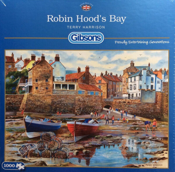 Gibsons Robin Hood's Bay G6189 Jigsaw Box Harbour Scene with Boats by Terry Harrison