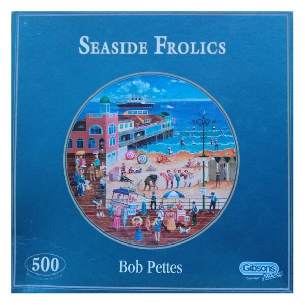 Gibsons Seaside Frolics Bob Pettes G897 circular jigsaw 500 pieces box