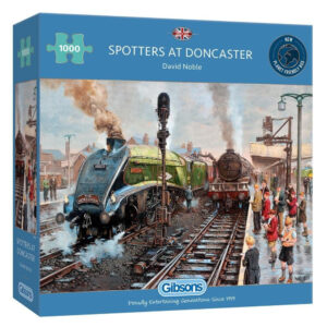 Gibsons Spotters at Doncaster G6317 Jigsaw Box Trainspotters and Steam Trains by David Noble