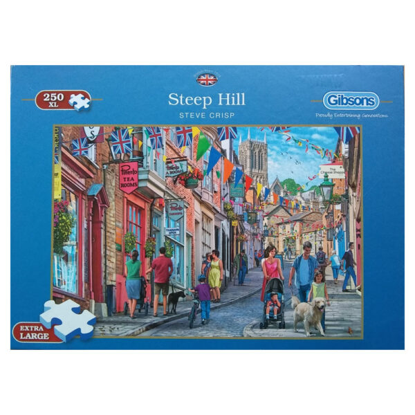 Gibsons Steep Hill Lincoln Street Scene by Steve Crisp G2701 250XL pieces jigsaw puzzle box
