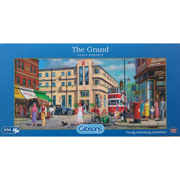 Gibsons The Grand G4035 636 pieces Jigsaw Box Nostalgic City Scene with Art Deco Hotel by Derek Roberts