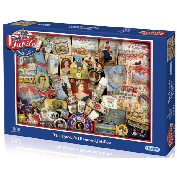 Gibsons The Queens Diamond Jubilee G7031 Royal Souvenirs Montage by Ropert Opie 1000 pieces jigsaw box