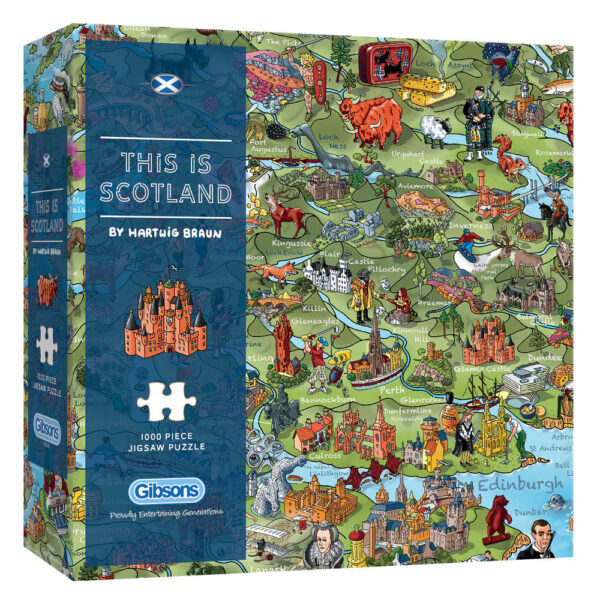 Gibsons This Is Scotland Cartoon Map by Hartwig Braun G6360 1000 pieces jigsaw box