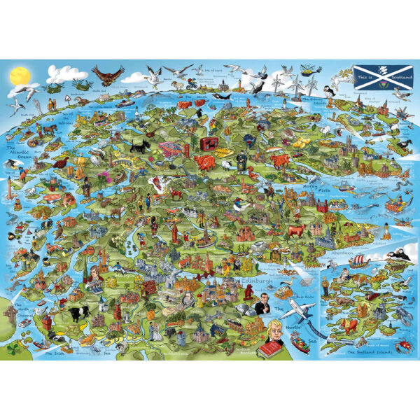 Gibsons This Is Scotland Cartoon Map by Hartwig Braun G6360 1000 pieces jigsaw image