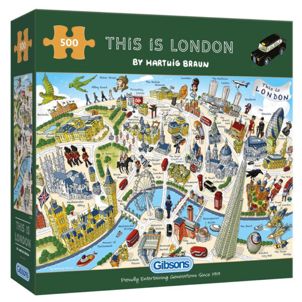 Gibsons This is London G3137 Jigsaw Box 500 pieces Cartoon Map by Hartwig Braun