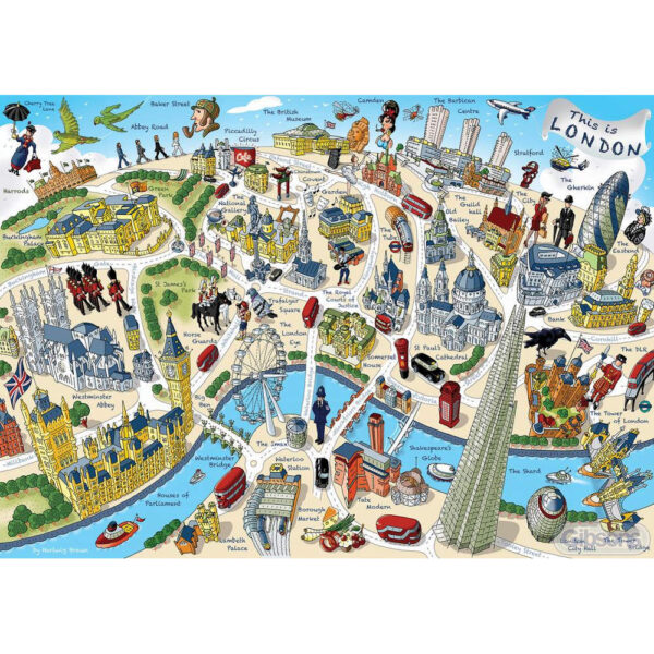 Gibsons This is London G3137 Jigsaw Image 500 pieces Cartoon Map by Hartwig Braun