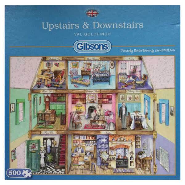 Gibsons Upstairs & Downstairs G3078 Dolls House Scene by Val Goldfinch 500 pieces jigsaw box