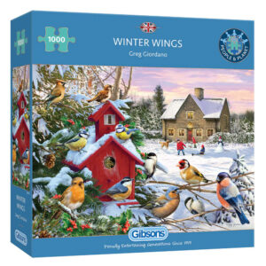 Gibsons Winter Wings G6376 Birds in Snow by Greg Giordano 1000 pieces jigsaw box