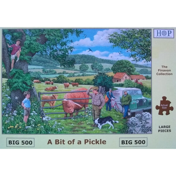 HOP A Bit of a Pickle Big 500 The Finavon Collection Jigsaw Box Cows and Farm Scene by Keith Stapleton