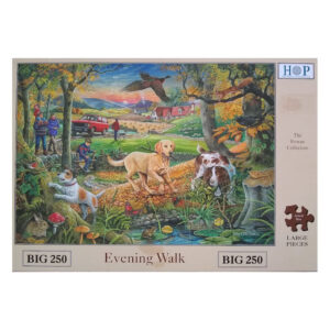 HOP Evening Walk The Rowan Collection Dog Walking Scene by Ray Cresswell Big250 jigsaw box