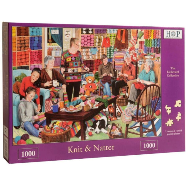 HOP Knit and Natter Dellavaird Collection Jigsaw Box Knitting in the Wool Shop Scene