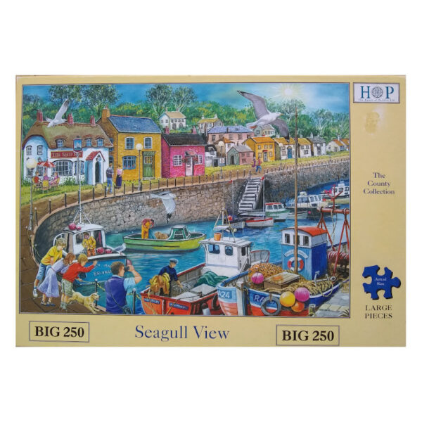 HOP Seagull View The County Collection Harbour Scene by Ray Cresswell Big 250 pieces jigsaw box