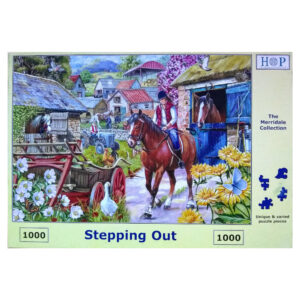 HOP Stepping Out The Merridale Collectionn Horses Village Scene by Colin Westingdale 1000 pieces jigsaw box