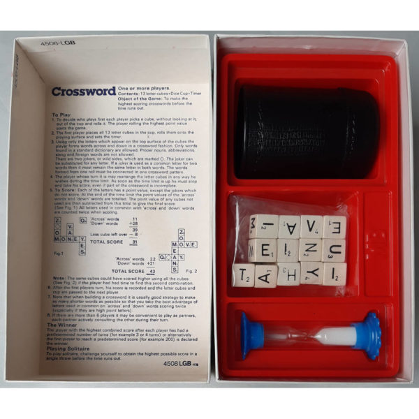 MB Games Crossword 1978 Vintage Word Game Contents Instructions
