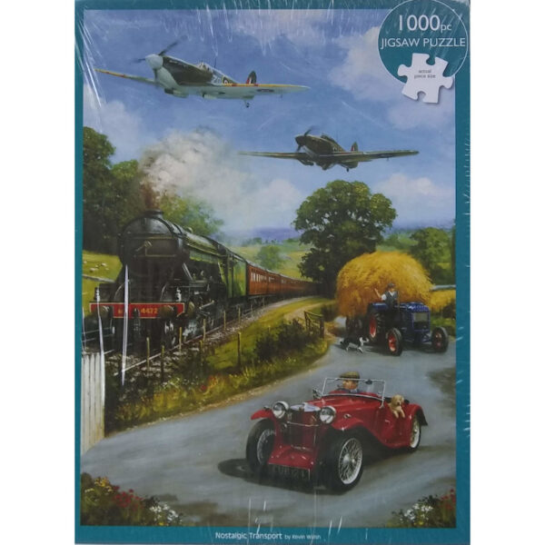 Otter House Nostalgic Transport Planes Train and Car Scene by Kevin Walsh 55847 1000 pieces jigsaw box