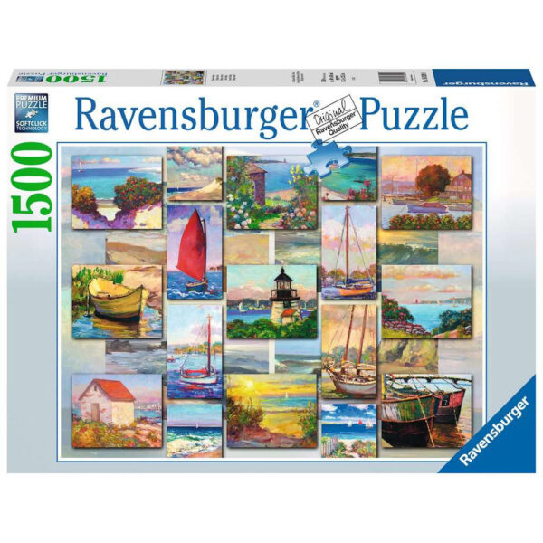 Ravensburger Coastal Collage 168200 Seaside Montage by Catherine Elliott 1500 pieces jigsaw box