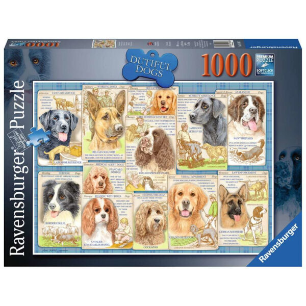 Ravensburger Dutiful Dogs Anne Searle 165087 1000 pieces jigsaw box