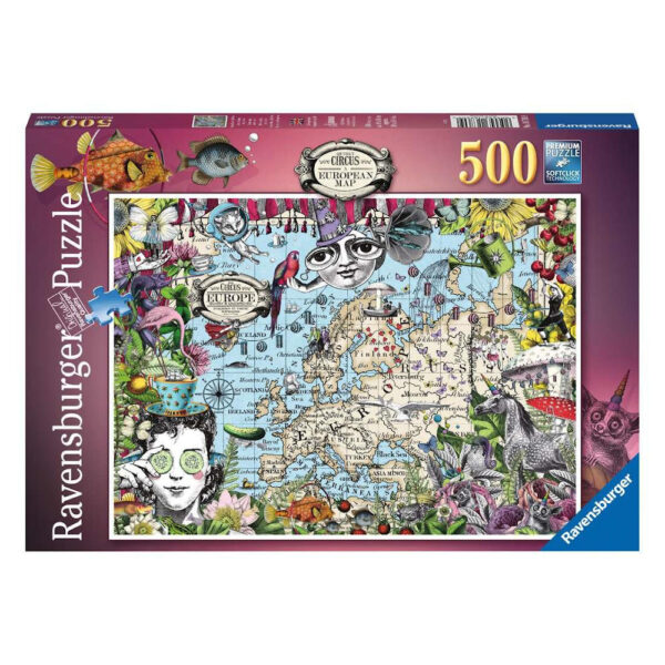 Ravensburger European Map Quirky Circus 167609 500 pieces jigsaw box