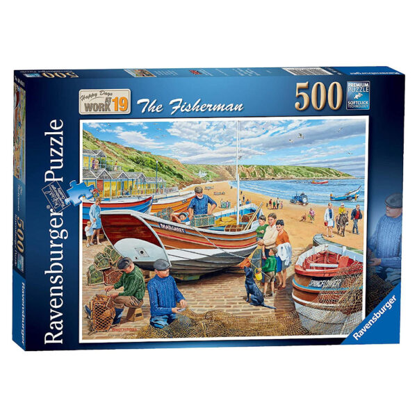 Ravensburger Happy Days at Work 19 The Fisherman by Trevor Mitchell 164141 500 pieces jigsaw box