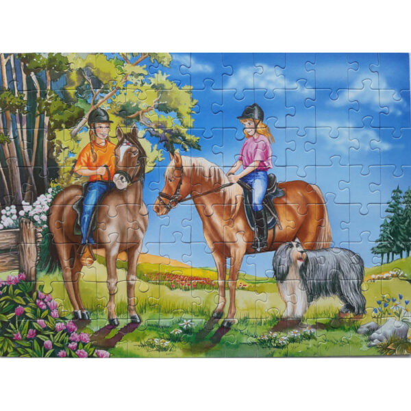 Ravensburger Outing On Horseback Two Girls Riding Horses Jigsaw Complete