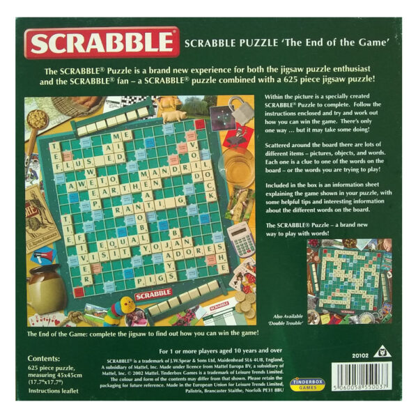 Tinderbox Games Scrabble The End of the Game Puzzle 20102 625 pieces jigsaw box back