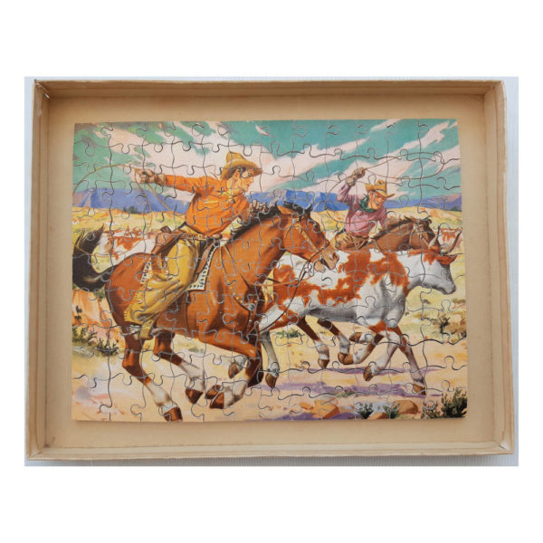 Victory The Round Up Wooden Jigsaw Complete Cowboys Horses