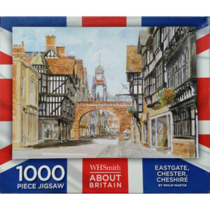 WHSmith Eastgate Chester Cheshire About Britain Jigsaw Box Watercolour featuring Chester Clock by Philip Martin