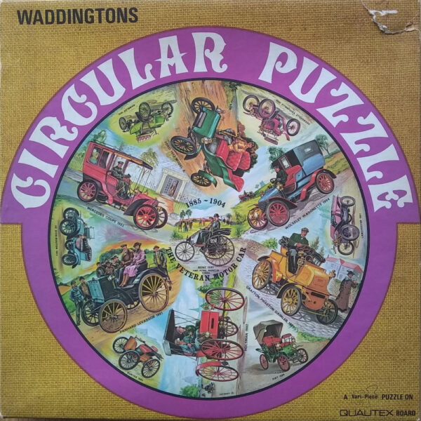 Waddingtons Circular Puzzle The Veteran Motor Car Stock No 515 jigsaw box
