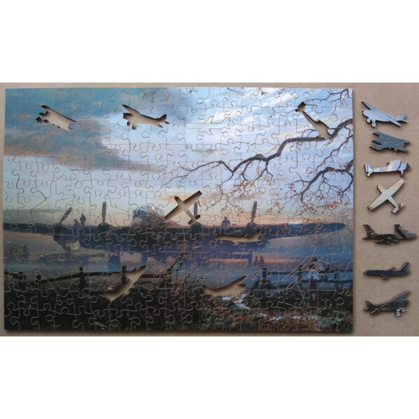 Wentworth Two Boys One Dream Lancaster Bomber Aeroplane Painting by Robin Smith wooden jigsaw puzzle COMPLETE WHIMSIES