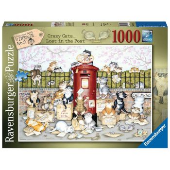 Ravensburger Crazy Cats Lost in the Post by Linda Jane Smith 164172 1000 pieces jigsaw box